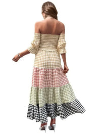 Color Block Plaid Off - Shoulder Maxi Dress - Update AvenueTrendsi100100863853620100100863853620be1fbc7a821a467a9a81f23cc7703d84 - Max - OriginPlaid