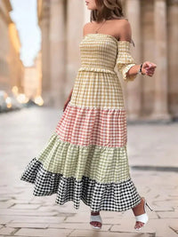 Color Block Plaid Off - Shoulder Maxi Dress - Update AvenueTrendsi100100863853620100100863853620205576b349b44d459409a33a6cfae67c - Max - OriginPlaid