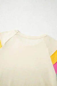 Color Block Stitched Sleeve Loose T Shirt - Update AvenueT-ShirtsTrendsi100100491809092100100491809092b90b0be7 - cc3e - 4b8c - bee4 - b2612549d773 - Max - OriginCream