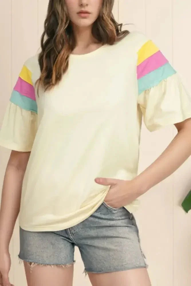 Color Block Stitched Sleeve Loose T Shirt - Update AvenueT-ShirtsTrendsi100100491809092100100491809092b9ffd5f6 - c3b3 - 4601 - b9dd - 2b2a40c69fa4 - Max - OriginCream