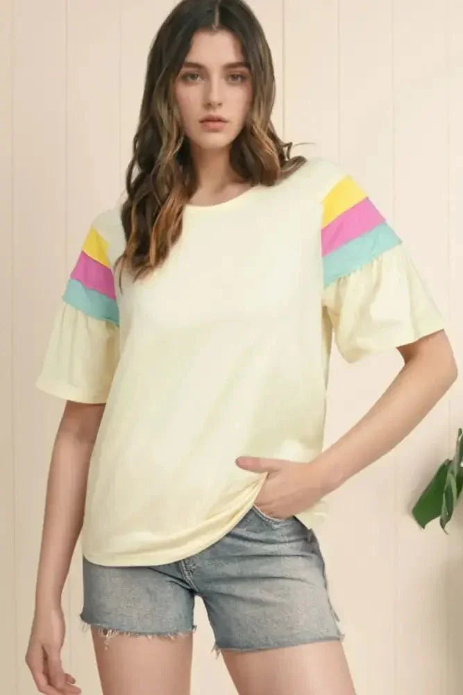 Color Block Stitched Sleeve Loose T Shirt - Update AvenueT-ShirtsTrendsi1001004918090921001004918090929205a4fc - d744 - 4d72 - 9fc6 - a523eee7fe2a - Max - OriginCream