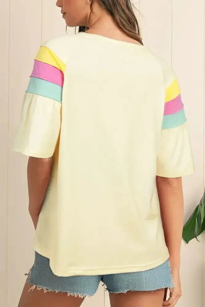 Color Block Stitched Sleeve Loose T Shirt - Update AvenueT-ShirtsTrendsi10010049180909210010049180909220302a07 - 0404 - 4b60 - b236 - 0ac395213780 - Max - OriginCream