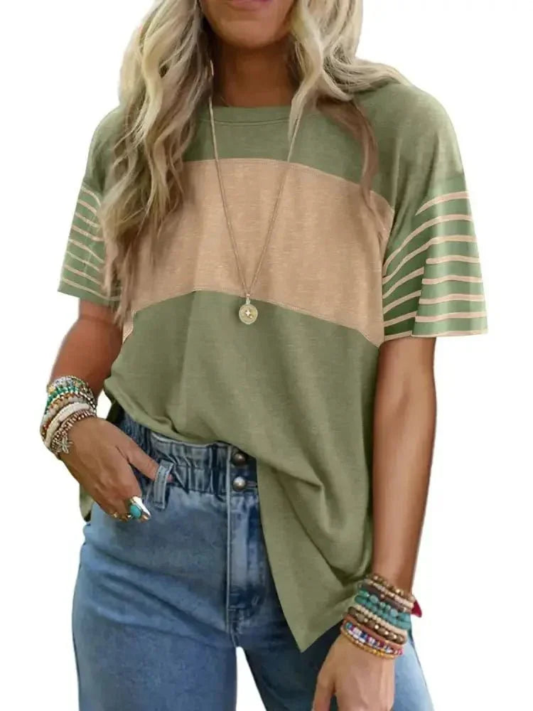 Color Block Striped Sleeve Casual T-Shirt - Update AvenueT-ShirtsTrendsi100100987341615100100987341615b8f82e99 - 4a5f - 43ba - 9018 - 542d2e6644d6 - Max - OriginMatcha Green