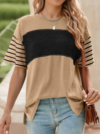 Color Block Striped Sleeve Casual T-Shirt - Update AvenueT-ShirtsTrendsi10010098734163210010098734163239d017db - e1f1 - 416c - 90f5 - 0652de135a81 - Max - OriginTan