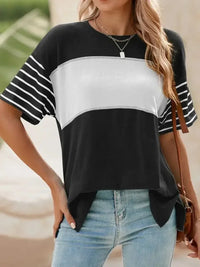 Color Block Striped Sleeve Casual T-Shirt - Update AvenueT-ShirtsTrendsi100100987342186100100987342186ddb1e358 - 270f - 490c - b30e - cf2000712c84 - Max - OriginBlack