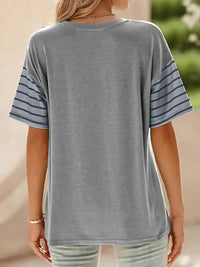 Color Block Striped Sleeve Casual T-Shirt - Update AvenueT-ShirtsTrendsi100100987346924100100987346924e9c2c40f - daa7 - 40e7 - aac8 - a0f26ff38cec - Max - OriginDusty Blue