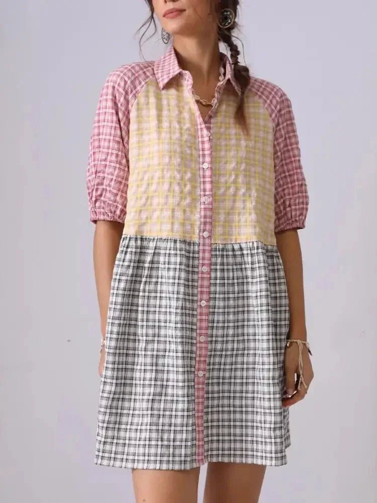 Colorful Mixed Gingham Shirt Dress - Update AvenueTrendsi100100405904416100100405904416e2dfa1d1e498473ea73f3c1846d2707c - Max - OriginMulticolor