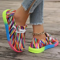 Colorful Round Toe Canvas Slip-Ons