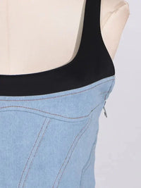 Contrast Adjustable Strap Denim Dress - Update AvenueDenim Dresses & SkirtsTrendsi10010049339194610010049339194617048a039824459faa8e6e96c0a011a4 - Max - OriginBlue