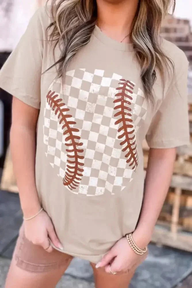 Contrast Checkered Baseball Graphic Round Neck Short Sleeve T-Shirt - Update AvenueTrendsi100100419479451100100419479451e0bd1790 - 07c9 - 4d70 - b8da - e3e3751112b2 - MaxDust Storm