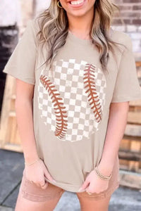 Contrast Checkered Baseball Graphic Round Neck Short Sleeve T-Shirt - Update AvenueTrendsi10010041947945110010041947945158b67c15 - bde4 - 4593 - 9741 - 21f59ac3da8f - MaxDust Storm