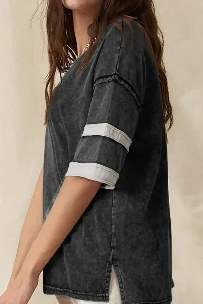 Contrast Round Neck Half Sleeve T-Shirt - Update AvenueT-ShirtsTrendsi1001005421152701001005421152702d5deb2d - c8bc - 4b13 - a3ec - d36265e98132 - Max - OriginBlack