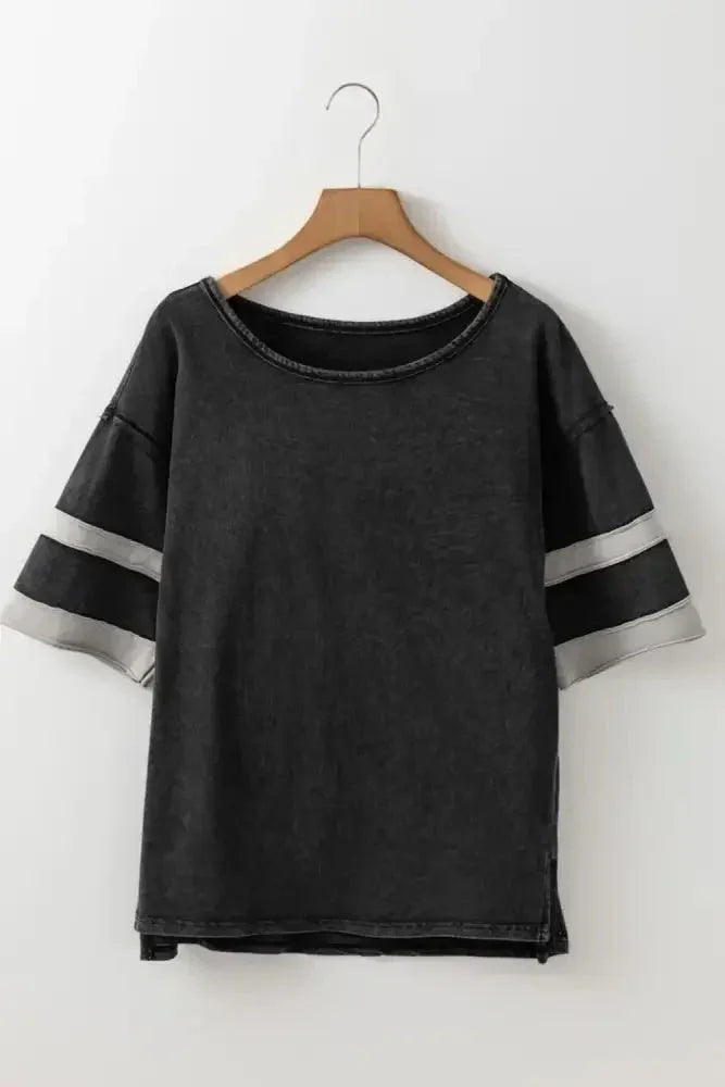 Contrast Round Neck Half Sleeve T-Shirt - Update AvenueT-ShirtsTrendsi1001005421152701001005421152708edd005d - 38a3 - 45ed - 81c7 - 899578064527 - Max - OriginBlack