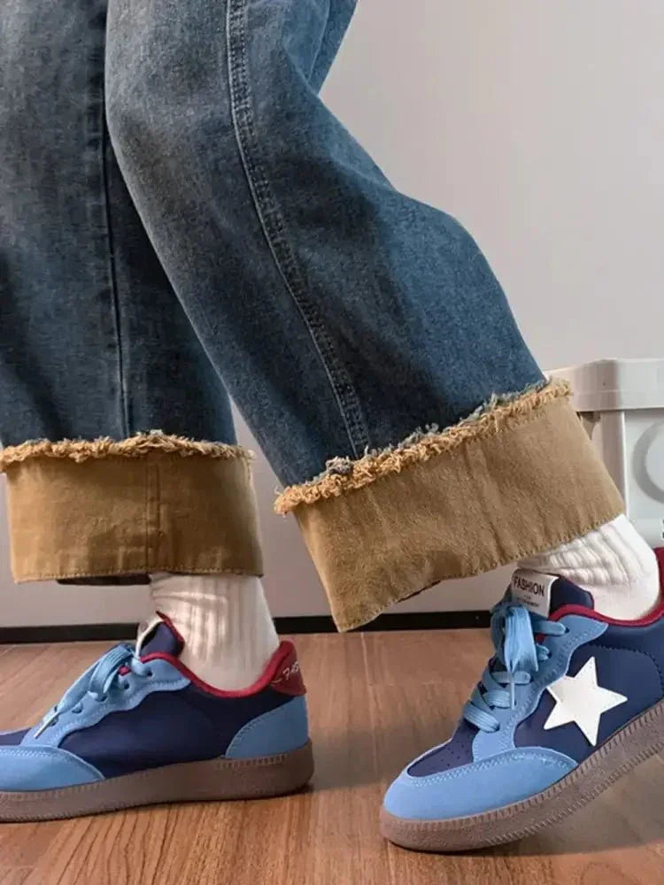 Contrast Star Lace - Up Athletic Sneakers - Update AvenueTrendsi100600088021347100600088021347Contrast Star Lace - Up Athletic SneakersBlue