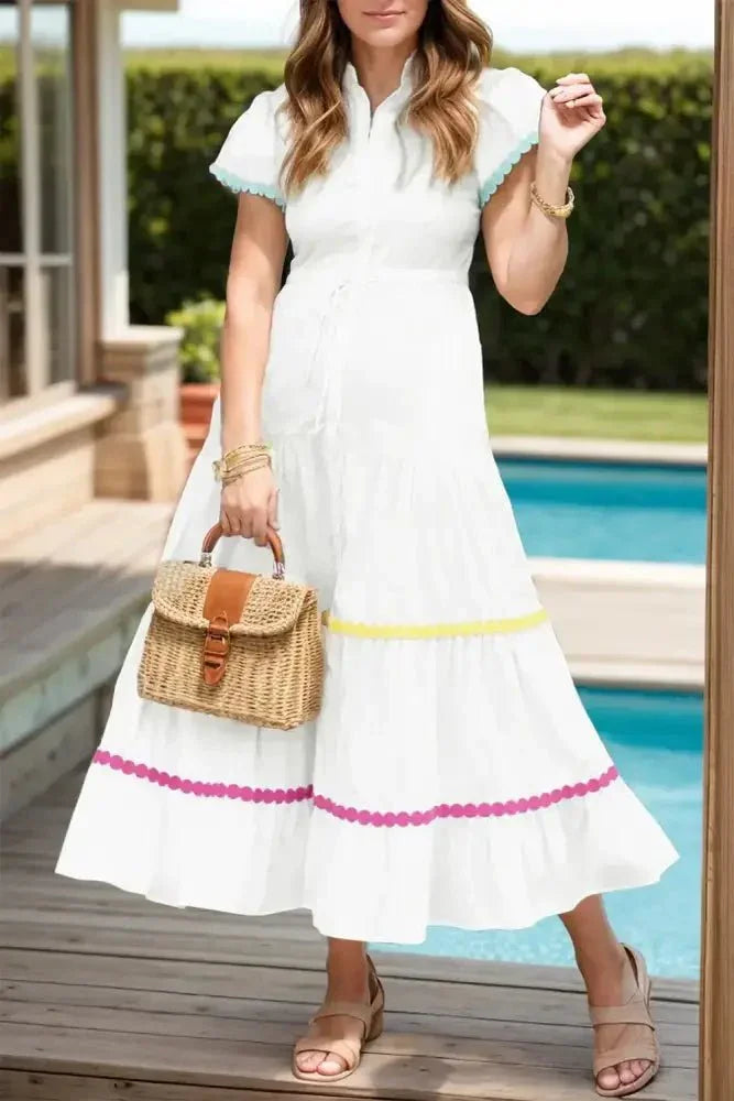 Contrast Trim Button Up Short Sleeve Dress - Update AvenueTrendsi100100032801798100100032801798fe65f123 - 1023 - 4985 - bfd2 - e9904dff904f - MaxWhite