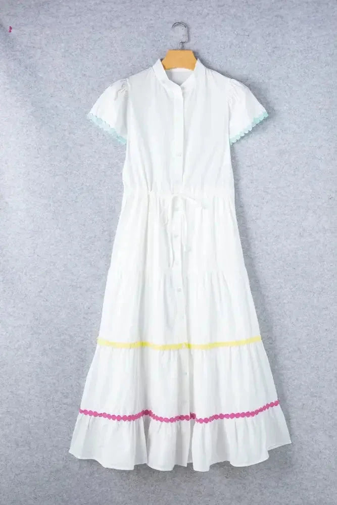 Contrast Trim Button Up Short Sleeve Dress - Update AvenueTrendsi100100032801798100100032801798fcb8286c - 8888 - 401a - 865f - 4e295d328f52 - MaxWhite