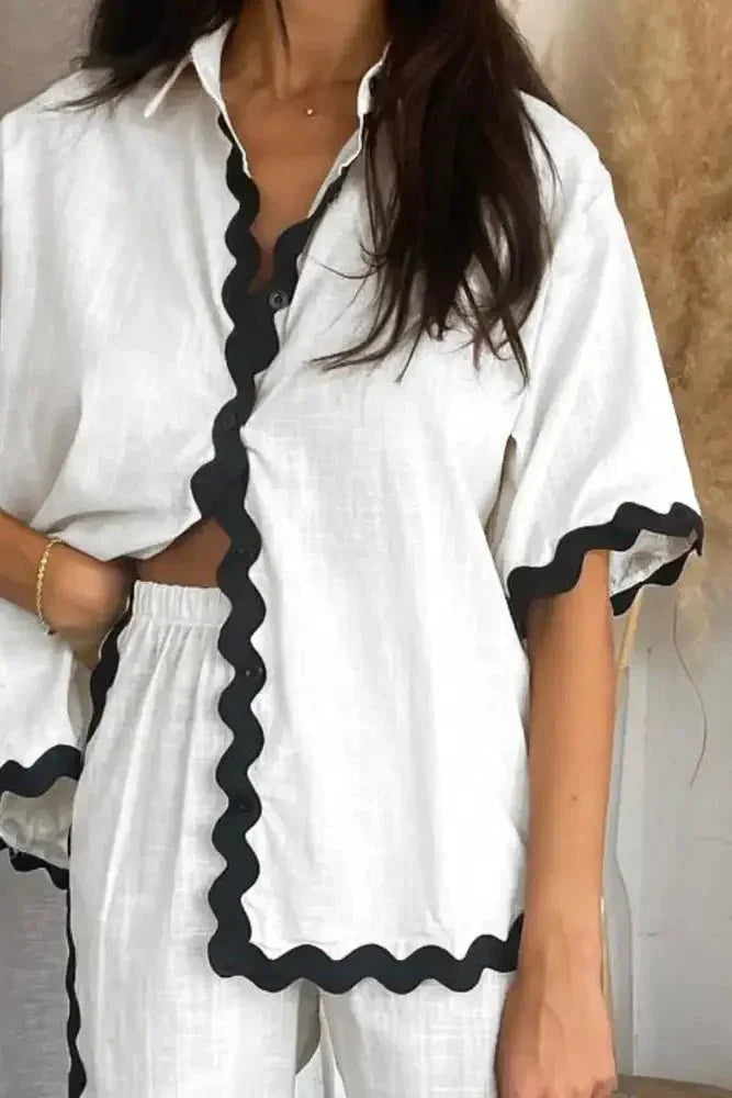 Contrast Trim Half Sleeve Top and Pants Set - Update AvenueVacation StyleTrendsi100100870081148100100870081148b14777e3 - 3fbe - 421b - 90cc - 17c90dc369a1 - MaxWhite