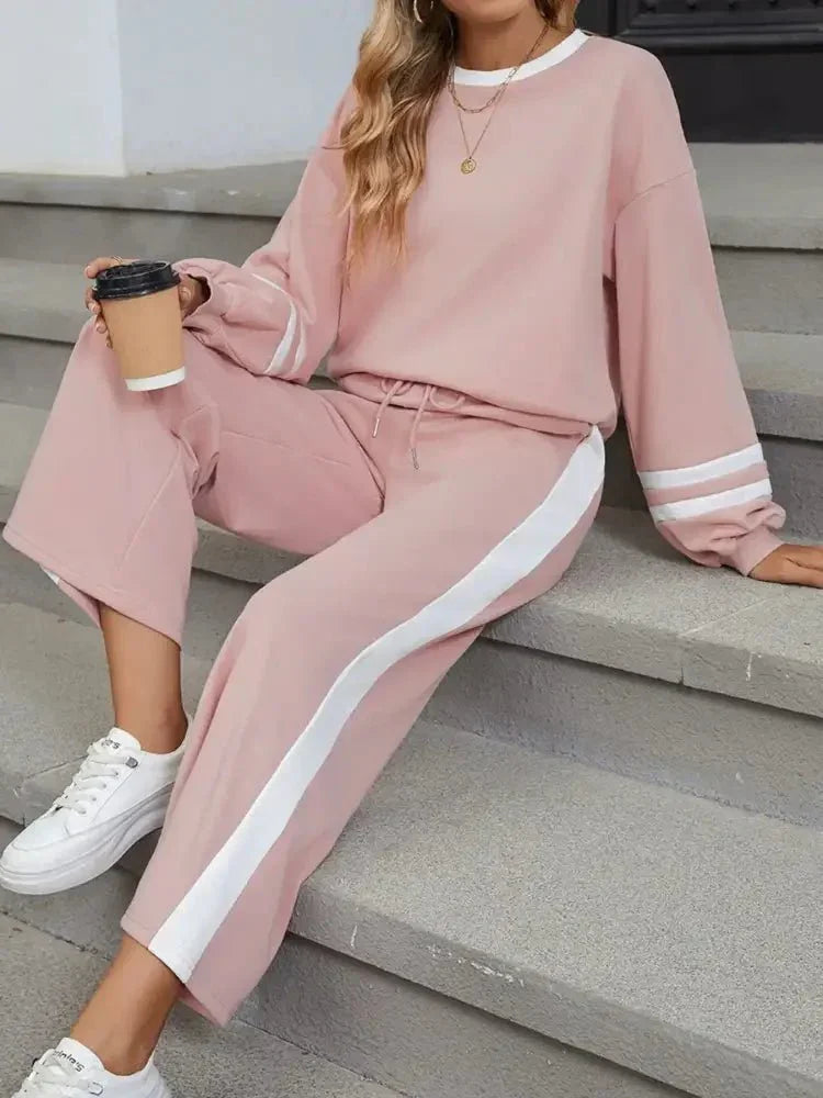 Contrast Trim Round Neck Top and Pants Set - Update AvenueDaily EssentialsTrendsi10010035523458510010035523458548211681 - d82a - 4d9e - 88e8 - f71211437ec3 - Max - OriginDusty Pink