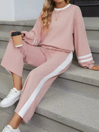 Contrast Trim Round Neck Top and Pants Set - Update AvenueDaily EssentialsTrendsi10010035523458510010035523458548211681 - d82a - 4d9e - 88e8 - f71211437ec3 - Max - OriginDusty Pink