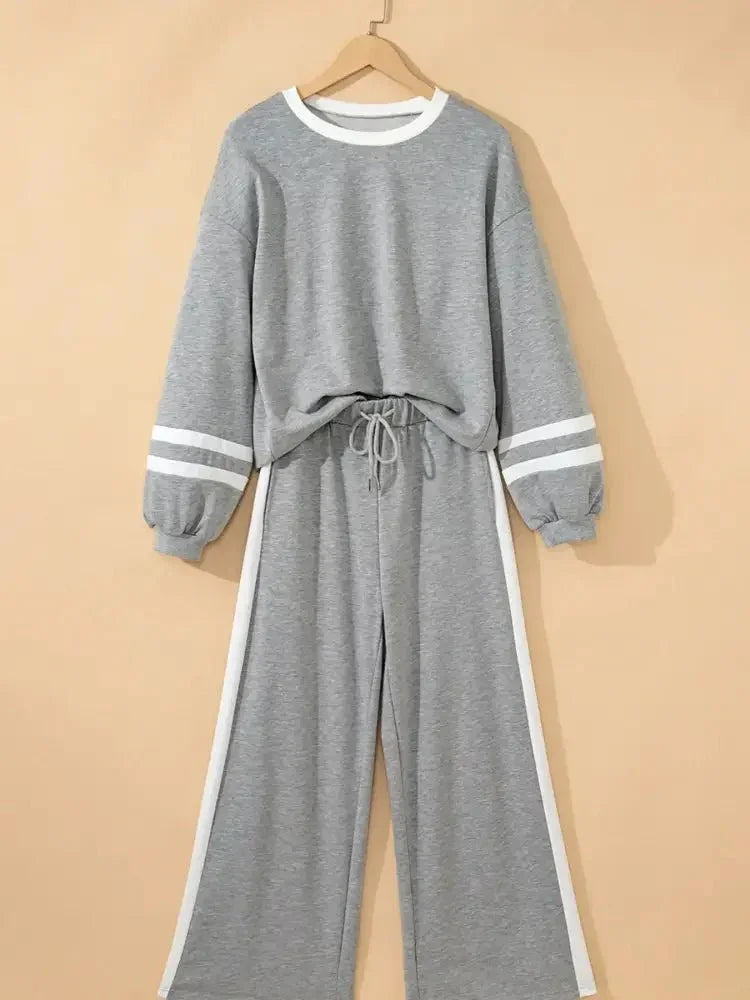 Contrast Trim Round Neck Top and Pants Set - Update AvenueDaily EssentialsTrendsi100100355238405100100355238405b9064626f5224c59a53257db6bbbb7cb - Max - OriginGray