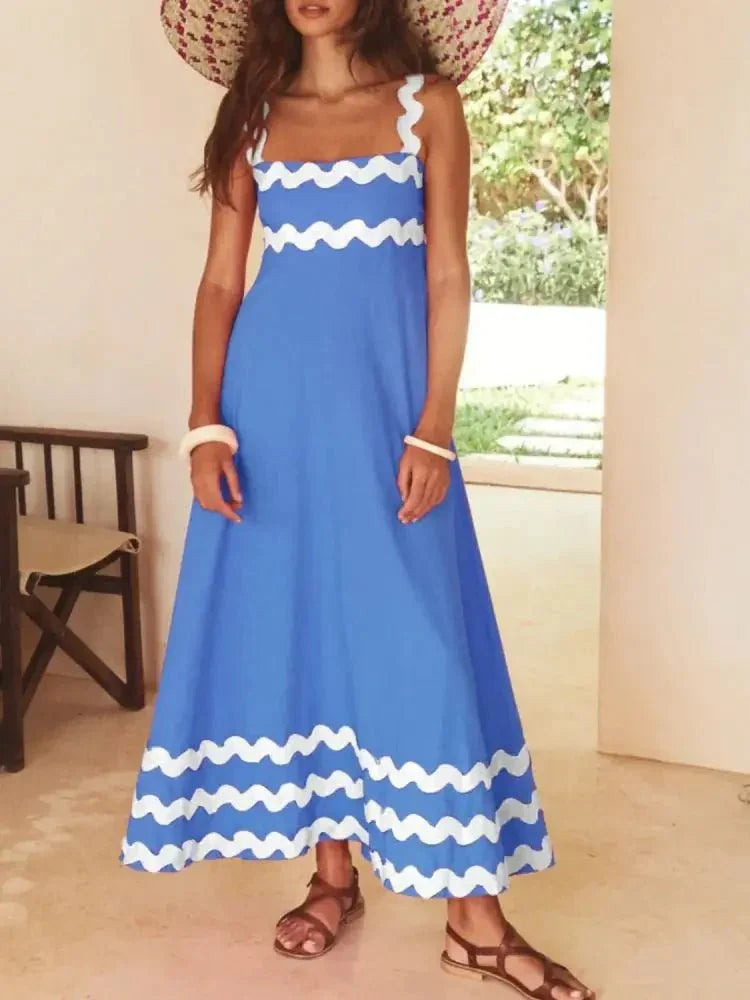 Contrast Trim Square Neck Maxi Cami Dress - Update AvenueBoho VibesTrendsi100100670515184100100670515184c67407fe - d76f - 4a27 - 86ec - 214970c5c446 - Max - OriginBlue/white