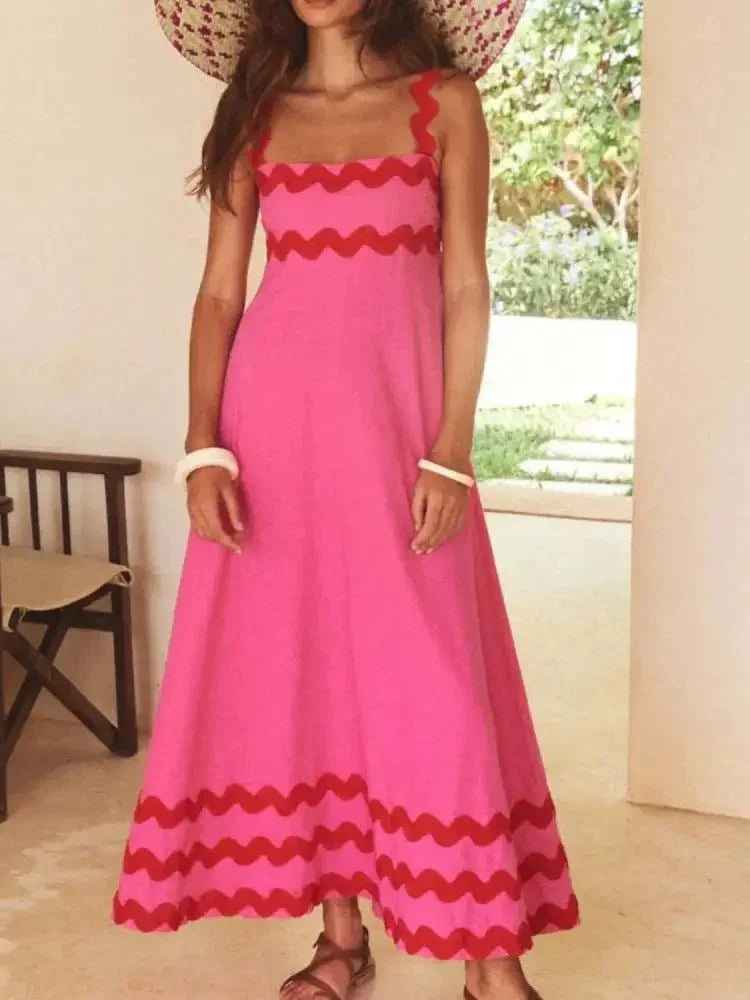 Contrast Trim Square Neck Maxi Cami Dress - Update AvenueBoho VibesTrendsi100100670515624100100670515624ffbb230e - eda1 - 4dca - bdf6 - c187d693fc71 - Max - OriginPink/Red