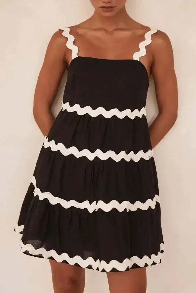 Contrast Trim Square Neck Tiered Dress - Update AvenueFestival VibesTrendsi1001001731110841001001731110844a831599 - 7401 - 4833 - a106 - bb98baea0c11 - MaxBlack