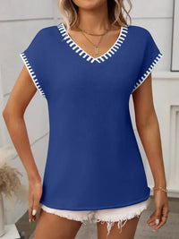 Contrast Trim V - Neck Short Sleeve Knit Top - Update AvenueDaily EssentialsTrendsi1001003427213431001003427213431beceb6e - 0e06 - 4947 - 830d - 46cfd715182b - MaxRoyal Blue