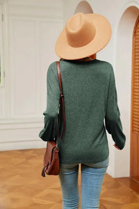 Contrast V - Neck Long Sleeve Blouse - Update AvenueTrendsi1001011325023461001011325023460e60bade49db4060bb7370b4598f65c6 - MaxGreen