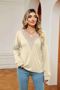 Contrast V - Neck Long Sleeve Blouse - Update AvenueTrendsi100101132503105100101132503105950f62d40f664b1b92ac8ef1c38d1984 - MaxPastel Yellow