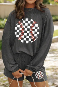 Corded Checkerboard Baseball Graphic Long Sleeve Top and Shorts Set - Update AvenueTrendsi100100428544259100100428544259ebff4b46 - 5a06 - 4145 - aa88 - 22074ea464b8 - MaxDark Gray