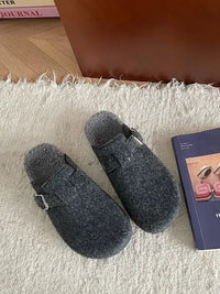 Cozy Plush Buckle Detail Slip-Ons