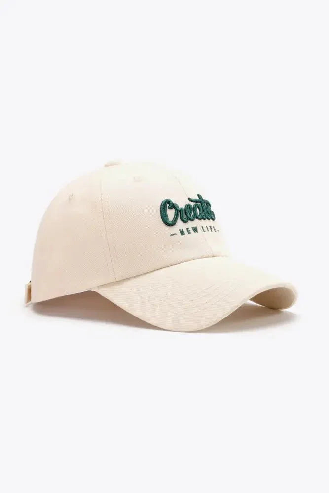 CREATE NEW LIFE Adjustable Cotton Baseball Cap - Update AvenueTrendsi101300961670016101300961670016CREATE NEW LIFE Adjustable Cotton Baseball CapIvory