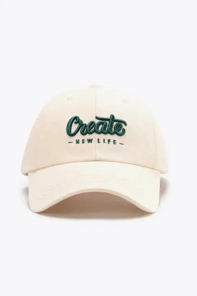 CREATE NEW LIFE Adjustable Cotton Baseball Cap - Update AvenueTrendsi101300961670016101300961670016CREATE NEW LIFE Adjustable Cotton Baseball CapIvory