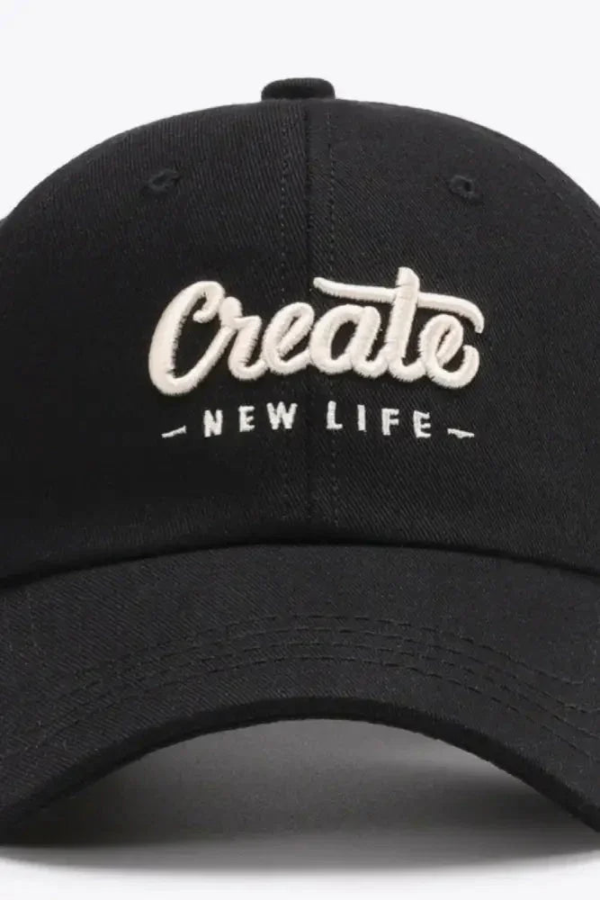 CREATE NEW LIFE Adjustable Cotton Baseball Cap - Update AvenueTrendsi101300961672332101300961672332CREATE NEW LIFE Adjustable Cotton Baseball CapBlack