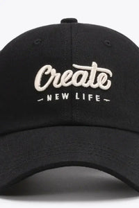 CREATE NEW LIFE Adjustable Cotton Baseball Cap - Update AvenueTrendsi101300961672332101300961672332CREATE NEW LIFE Adjustable Cotton Baseball CapBlack