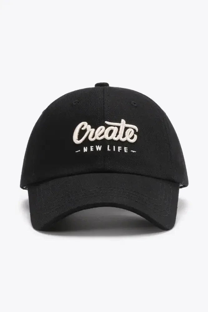 CREATE NEW LIFE Adjustable Cotton Baseball Cap - Update AvenueTrendsi101300961672332101300961672332CREATE NEW LIFE Adjustable Cotton Baseball CapBlack