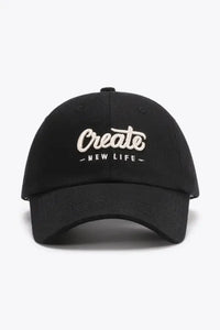 CREATE NEW LIFE Adjustable Cotton Baseball Cap - Update AvenueTrendsi101300961672332101300961672332CREATE NEW LIFE Adjustable Cotton Baseball CapBlack