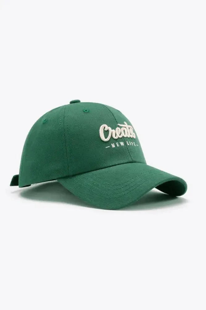 CREATE NEW LIFE Adjustable Cotton Baseball Cap - Update AvenueTrendsi101300961672726101300961672726CREATE NEW LIFE Adjustable Cotton Baseball CapGreen