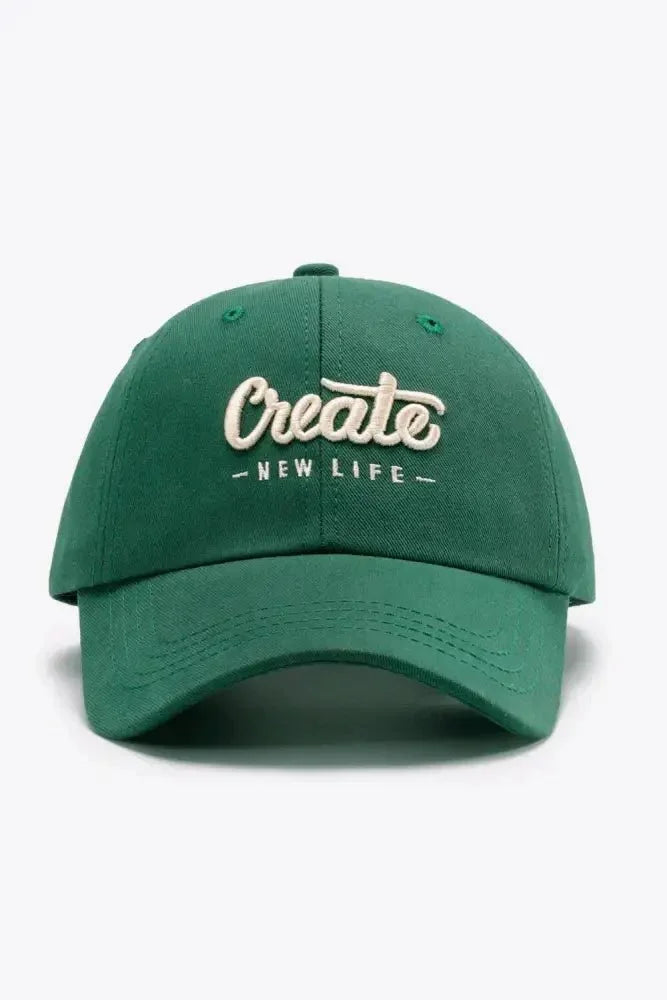 CREATE NEW LIFE Adjustable Cotton Baseball Cap - Update AvenueTrendsi101300961672726101300961672726CREATE NEW LIFE Adjustable Cotton Baseball CapGreen