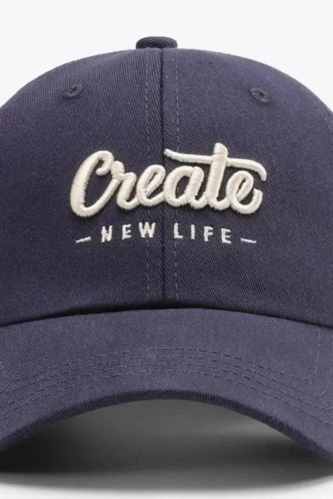 CREATE NEW LIFE Adjustable Cotton Baseball Cap - Update AvenueTrendsi101300961677411101300961677411CREATE NEW LIFE Adjustable Cotton Baseball CapNavy