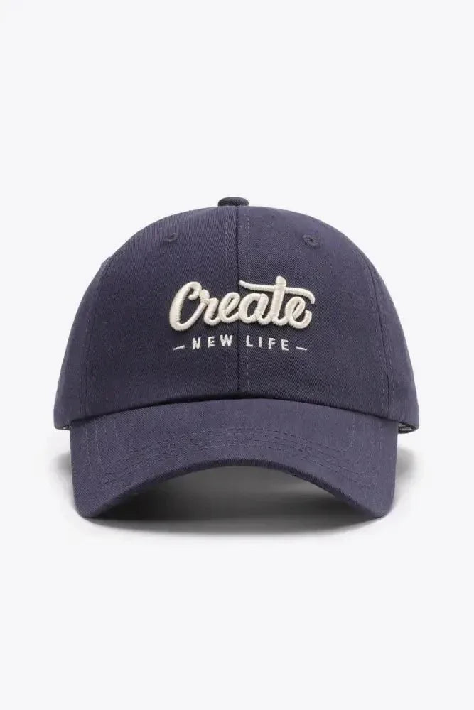 CREATE NEW LIFE Adjustable Cotton Baseball Cap - Update AvenueTrendsi101300961677411101300961677411CREATE NEW LIFE Adjustable Cotton Baseball CapNavy