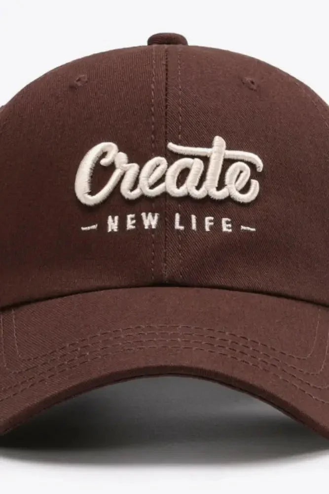 CREATE NEW LIFE Adjustable Cotton Baseball Cap - Update AvenueTrendsi101300961679419101300961679419CREATE NEW LIFE Adjustable Cotton Baseball CapBurnt Umber