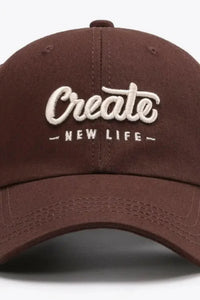 CREATE NEW LIFE Adjustable Cotton Baseball Cap - Update AvenueTrendsi101300961679419101300961679419CREATE NEW LIFE Adjustable Cotton Baseball CapBurnt Umber