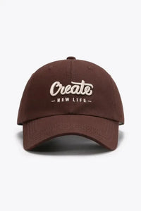 CREATE NEW LIFE Adjustable Cotton Baseball Cap - Update AvenueTrendsi101300961679419101300961679419CREATE NEW LIFE Adjustable Cotton Baseball CapBurnt Umber