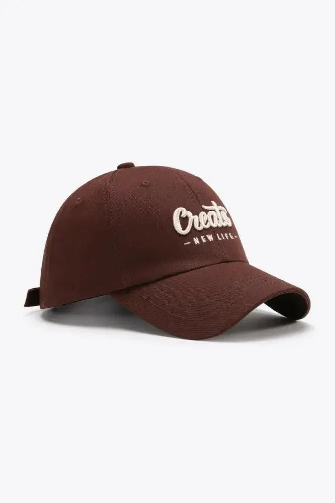 CREATE NEW LIFE Adjustable Cotton Baseball Cap - Update AvenueTrendsi101300961679419101300961679419CREATE NEW LIFE Adjustable Cotton Baseball CapBurnt Umber