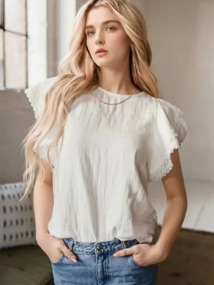 Crinkled Layered Ruffled Flutter Sleeve Blouse - Update AvenueTrendsi100100439031907100100439031907122e9ab4 - fcf1 - 410d - a77a - a4c931f3b9b1 - Max - OriginWhite