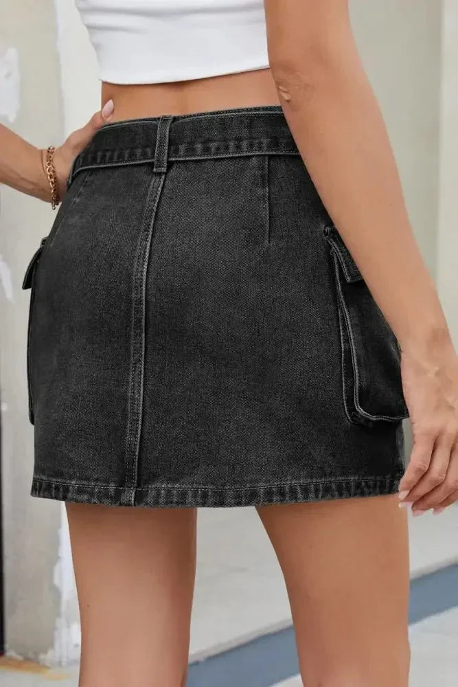 Criss - Cross Waist Detail Denim Mini Skirt - Update AvenueDenim Dresses & SkirtsTrendsi100100196087805100100196087805de28f262 - 904e - 4841 - aa23 - 733e3496de01 - Max - OriginBlack Gray