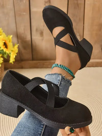 Crisscross Block Heel Pumps