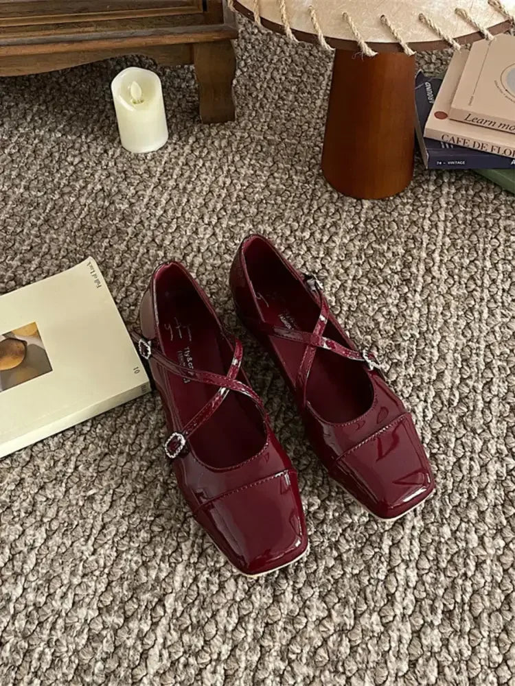 Crisscross Buckle Square Toe Mary Jane Loafers